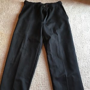 Men’s black dress pants.